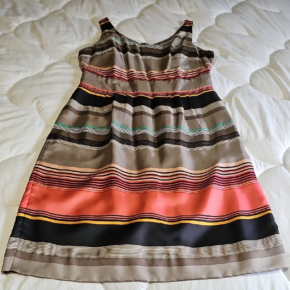 Striped Multicolor Sleeveless Dress With Pockets